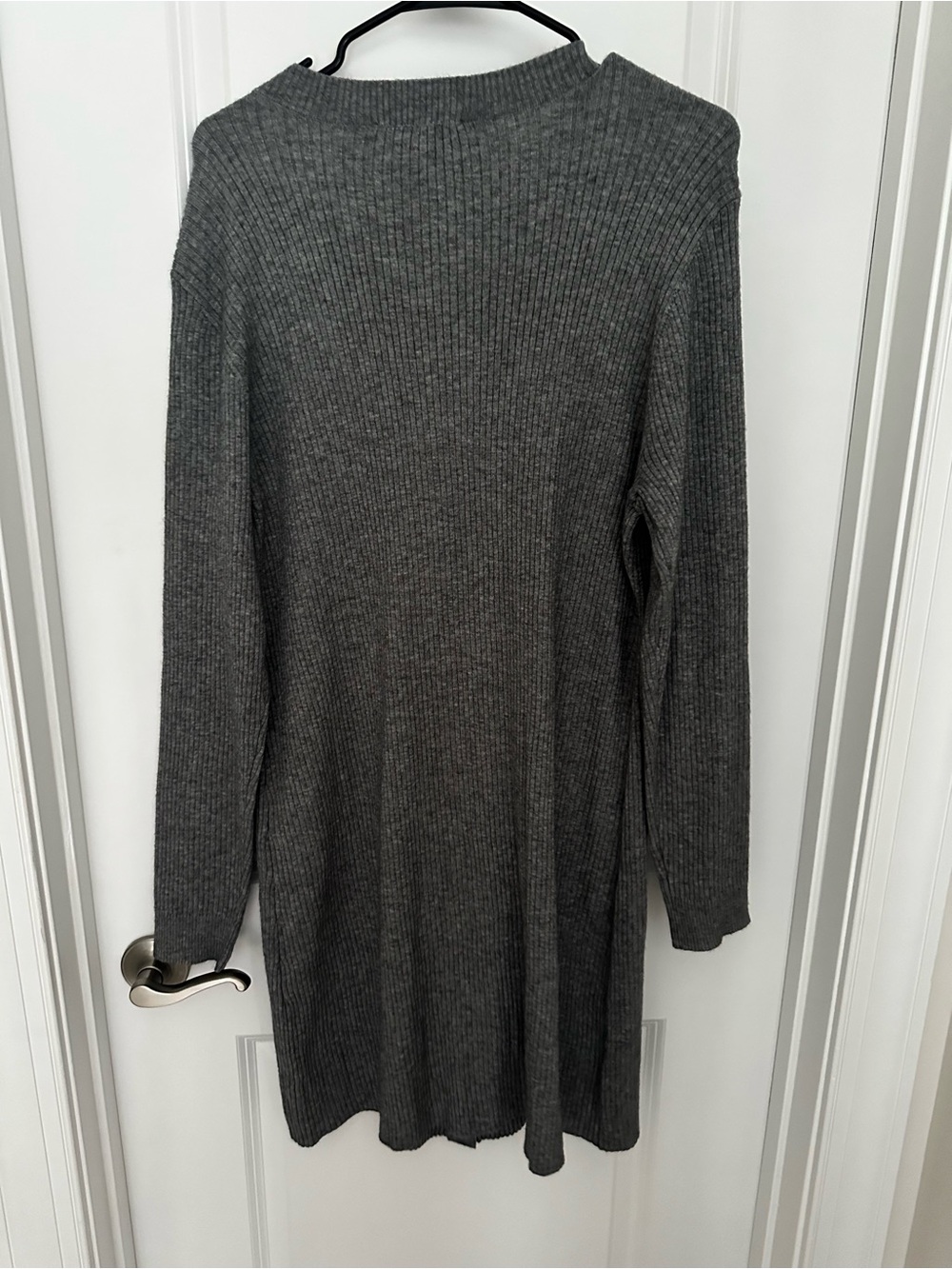LOFT Charcoal Gray Ribbed Knit Button-Front Sweater Dress | XL | NWT - Picture 3 of 6